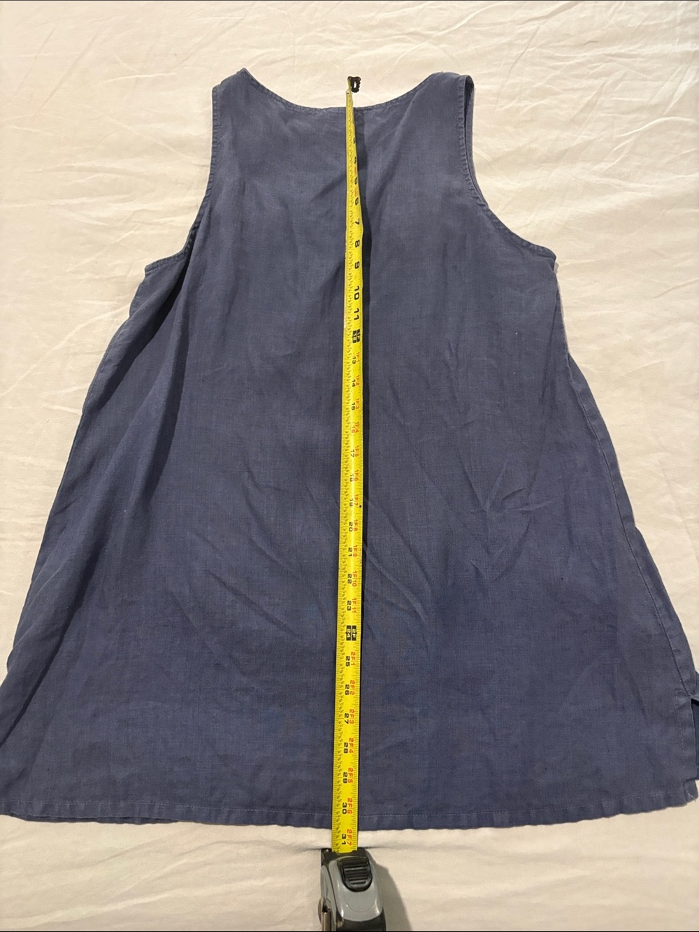 Sleeveless Navy Blue Linen Shift Dress - Picture 7 of 8